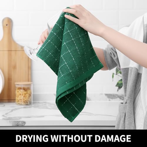 Homaxy 100% Cotton Terry Kitchen Towels, 6 Pack, Dark Green - Image 4