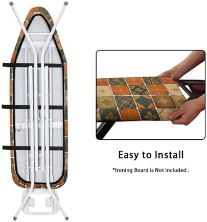 Moroccan Ceramic Tiles Steam Ironing Board Cover, Vintage Square Tile Standard - Image 4