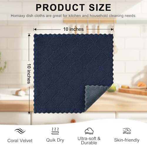 Homaxy 12 Pack Super Soft Dish Cloths, Dark Grey & Navy Blue - Image 5