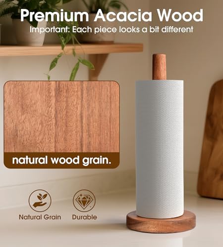 Acacia Wood Paper Towel Holder Stand – Wooden Kitchen Paper Towel Holder - Image 3