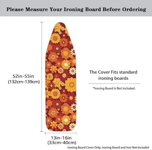 Red Hippie Flower Ironing Board Cover Elastic Edge - Image 5