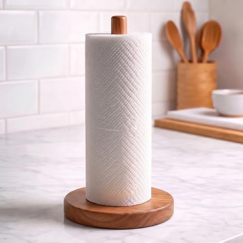 Acacia Wood Paper Towel Holder Stand – Wooden Kitchen Paper Towel Holder by CHAUNCEYHOME