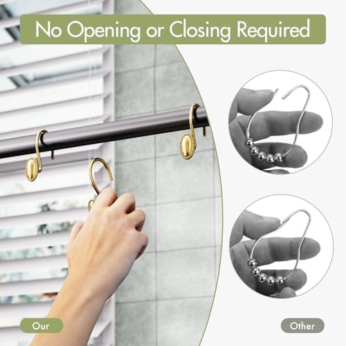 AmazerBath Gold Shower Curtain Hooks, Decorative Modern Shower Curtain Hangers - Image 5
