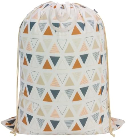 Canvas Laundry Bag with Handles & Drawstring 30"Wx35"H, L+ Triangle Pattern by CALACH