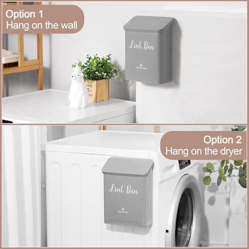 Magnetic Lint Bin for Laundry Room Organization and Storage, Light Grey - Image 4