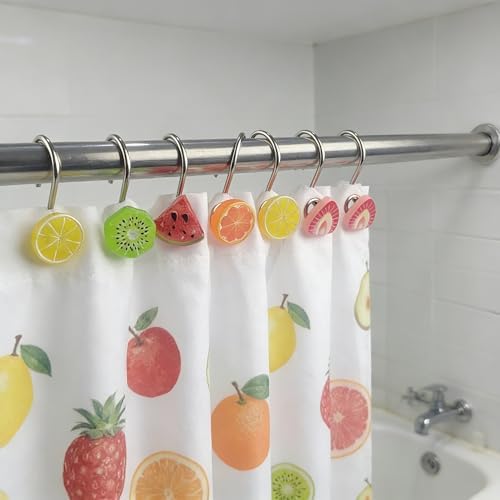 Two Fish Home Fashions Set of 12 Decorative Fruits Shower Curtain Hooks - Image 2