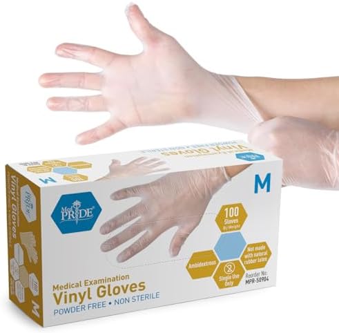 MED PRIDE Vinyl Medical Exam Gloves, Powder & Latex-Free by MEDPRIDE
