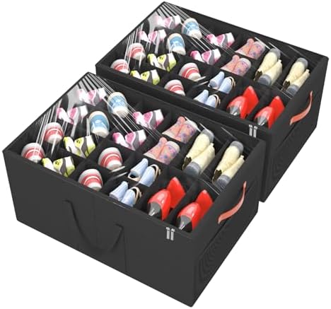 Aokeyee 2 Pack Shoe Organizer for Closet, Large Shoe Storage Box by Aokeyee