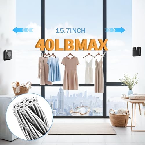Retractable Clothesline Indoor, Non-Sagging Outdoor Clothes Line Retracting - Image 5