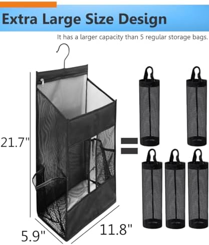 ALYER Hanging Plastic Grocery Bag Holder and Dispenser, Mesh Over the Cabinet - Image 2