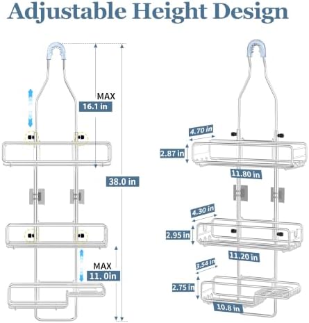 Skyapex Shower Caddy Hanging Bathroom Organizer: Over Head Adjustable Rack - Image 2