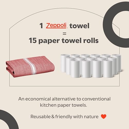 Zeppoli Classic 15 Pack 100% Natural Cotton Kitchen Towel Set, Reusable Wash - Image 6