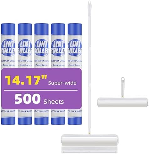 Extra-Wide Lint Roller Kit, 500 Sheets, Pet Hair/Lint/Debris Remover. by Unknown