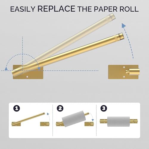 Gold Paper Towel Holder Under Cabinet Self Adhesive or Wall Mount - Image 2