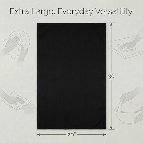 Urban Villa Kitchen Towels Cotton Dish Towels 20”x30” Black - Image 3