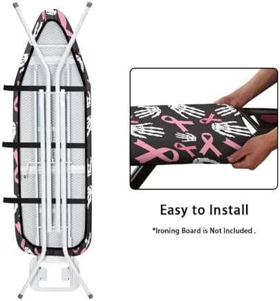 Skeleton Hand Pink Ribbon Ironing Board Cover, Breast Cancer Awareness - Image 4