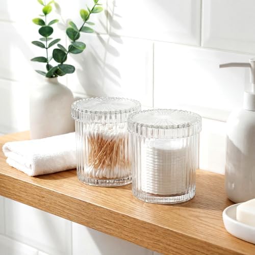 rejomiik Thick Glass Qtip Holder Apothecary Jars - Image 4