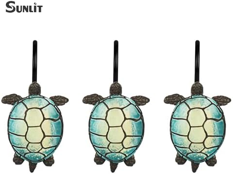 Sunlit Sea Turtle Shower Curtain Hooks, Home Decorative Shower Curtain Rings - Image 3