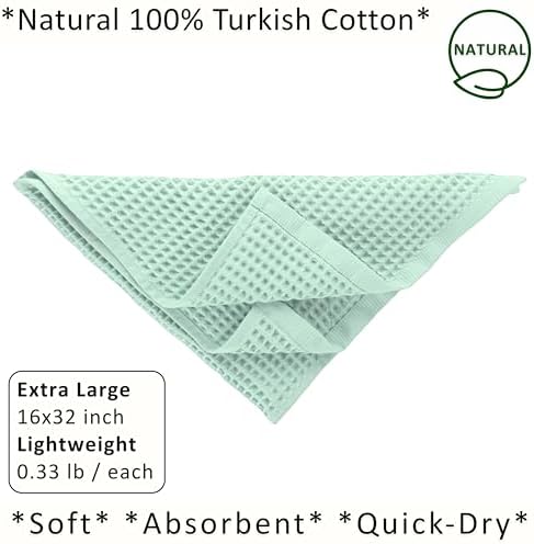 PÜSKÜL Natural 100% Turkish Cotton Waffle Hand and Kitchen Towels Set of 3 - Image 2