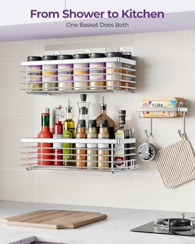 Shower Caddy Adhesive 3 Pack Stainless Steel Storage Organizers-Silver - Image 6