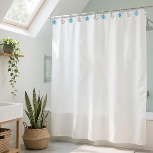 12PCS Teal Decorative Shower Curtain Hooks, Teal Bathroom Decor - Image 7