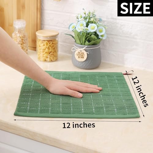 Homaxy 100% Cotton Terry Kitchen Dish Cloths, 8 Pack, Grass Green - Image 5