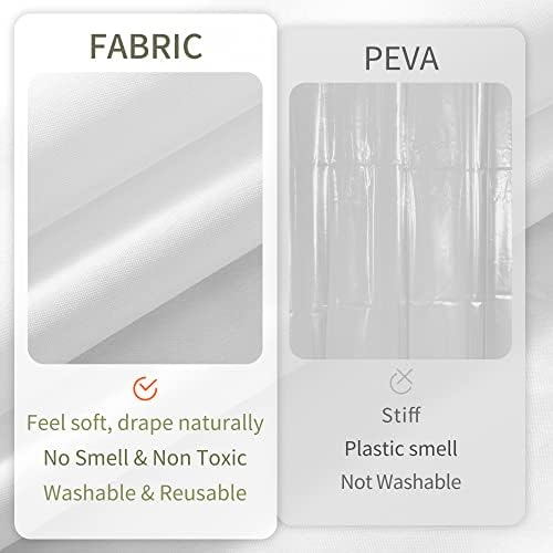 ALYVIA SPRING 72x90 Extra Long Waterproof Fabric Shower Curtain Liner White - Image 4