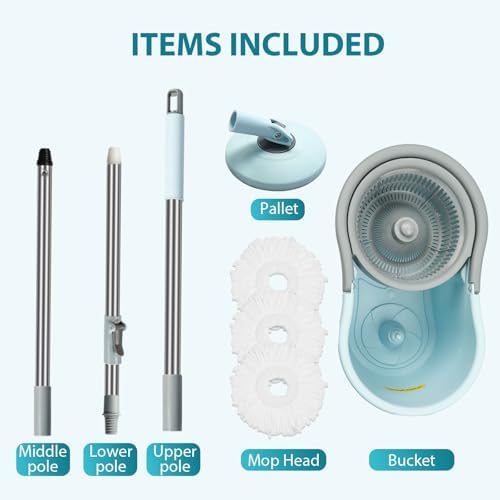 Spin Mop and Bucket with Wringer Set, Operable 360° Rotating Mop Bucket Set - Image 7