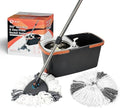 360° Rotating Spin Mop and Foldable Bucket Set, Dual Clean & Dirty Water System by RReva