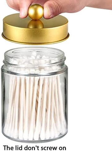 Amolliar Apothecary Jar Bathroom Storage Qtip Holder Glass - Image 3