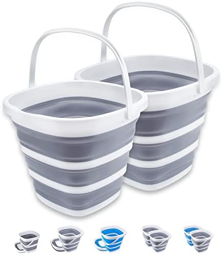 2 Pack Collapsible Buckets 10L 2.6 Gallon Cleaning Bucket Mop Bucket Folding by Craftend