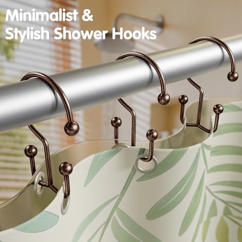 OEH 24 Pcs Shower Curtain Hooks, Metal Shower Curtain Rings, Bronze Shower - Image 3
