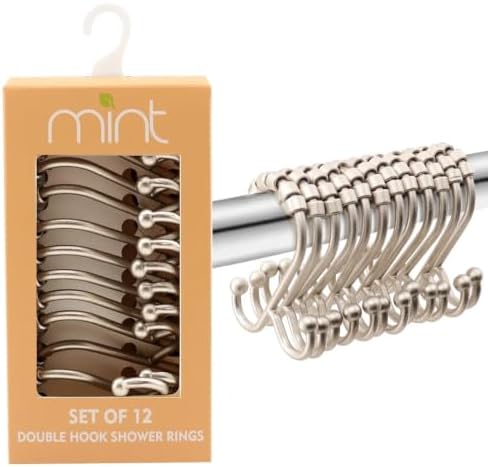 J&V TEXTILES Shower Curtain Hooks Rings, Rust Resistant Metal Double Glide - Image 4