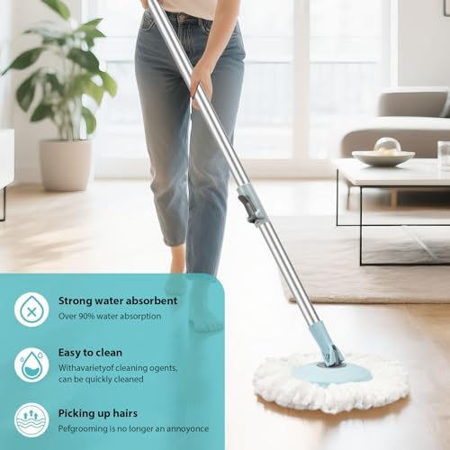 Spin Mop and Bucket with Wringer Set, 360° Spinning Mop Bucket System with 3 - Image 3