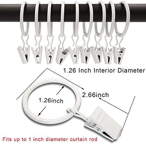 80 Pack Curtain Rings with Clips, Drapery Clips with Rings, Drapes Rings 1.26 - Image 2