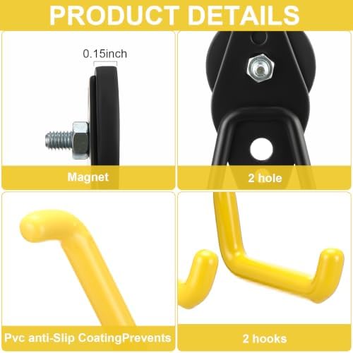 Landhoow 6 Pcs Large Magnetic Hooks Heavy Duty Garage Magnet Hooks Strong - Image 5