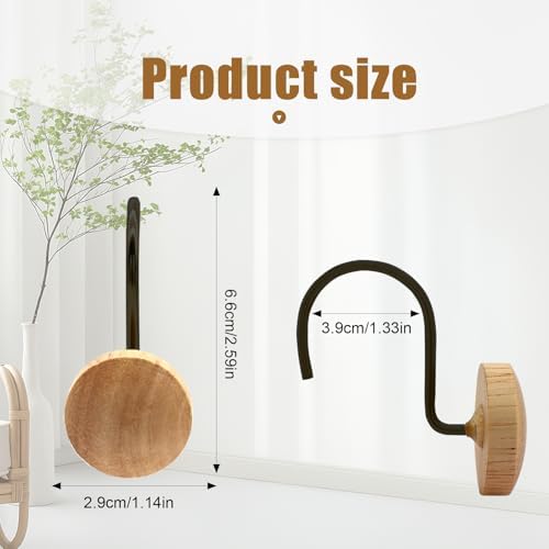 Shower Curtain Hooks, Wood Decorative Shower Curtain Rings, Modern Round Log - Image 3