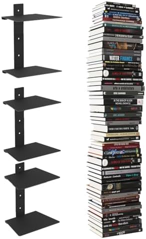 Wawocs Invisible Bookshelves for Wall, 6 Tier Floating Bookshelf Made of Heavy by Wawocs