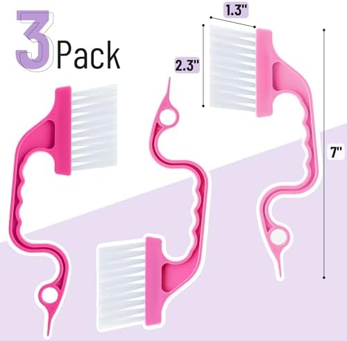 Slick- Window Track Cleaning Brush, 3 Pack, Shades of Pink, Ergonomic Handle - Image 2