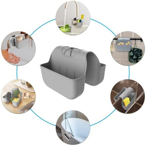 Sponge Holder for Kitchen Sink, Silicone Sink Saddle Caddy Organizer Rack - Image 5