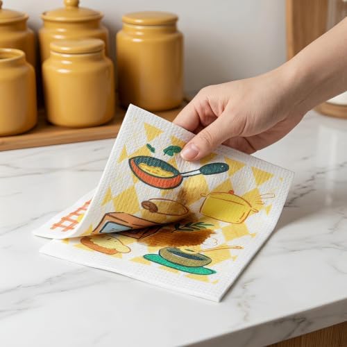 Printed Kitchen Cleaning Cloth Roll, Thick Absorbent Hand-Tear Lazy Cloth - Image 4
