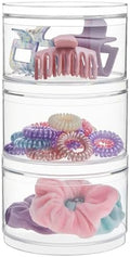 STORi Bella Stackable Clear Plastic Container Round Vanity Storage Organizers by STORi