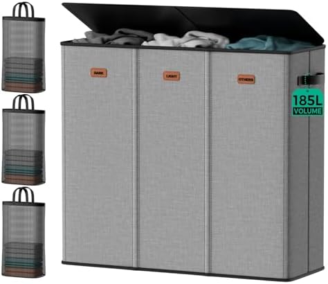 185L Laundry Hamper 3 Section by MECINFUL