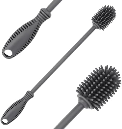 Silicone Bottle Brush with Long Handle, 12.5" Bottle Cleaning Brush by ddLUCK