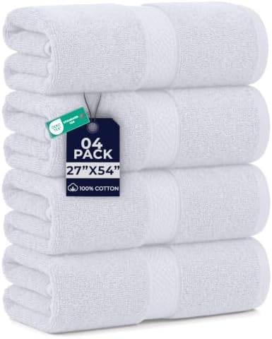 DAN RIVER 600 GSM Cotton Large Bath Towels Set of 4, 27 x 54 Inches by DanRiver