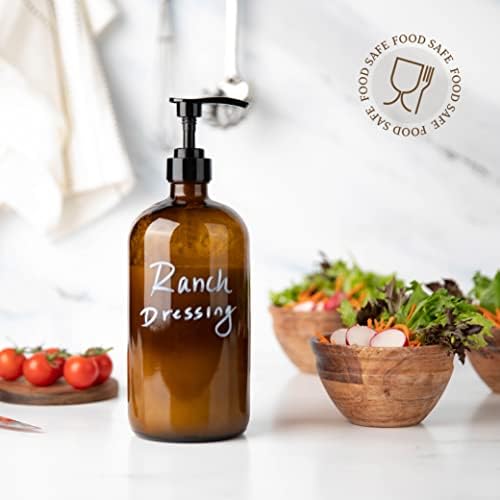 32 Ounce Glass Pump Dispenser Bottle, Large Amber Container - Image 7