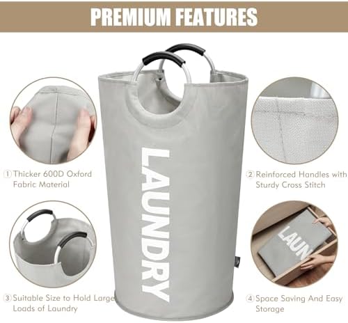 DOKEHOM 90L Large Laundry Basket Bag, Collapsible Tall Hamper - Image 6