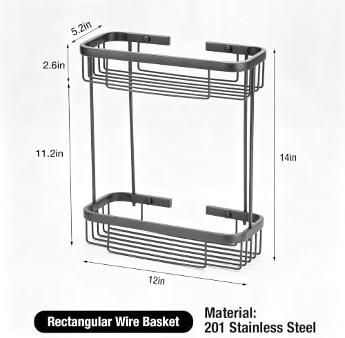 Corner Shower Caddy, 201 Stainless Steel Bathroom Shelf Organizer, Wall Mounted - Image 2