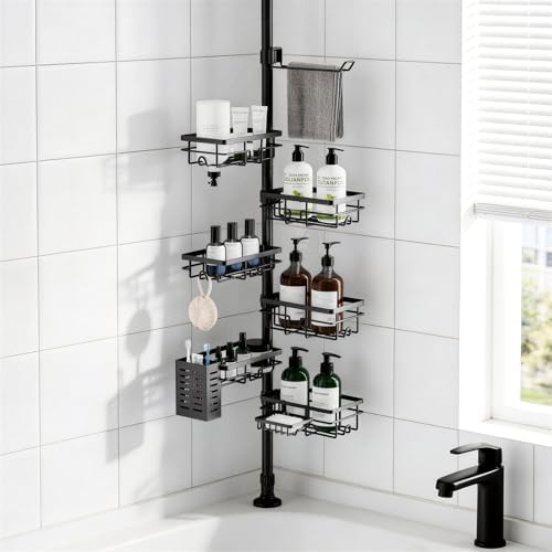 Shower Caddy Organizer Tension Pole, Corner Shower Shelves Bathroom Storage by Vatex