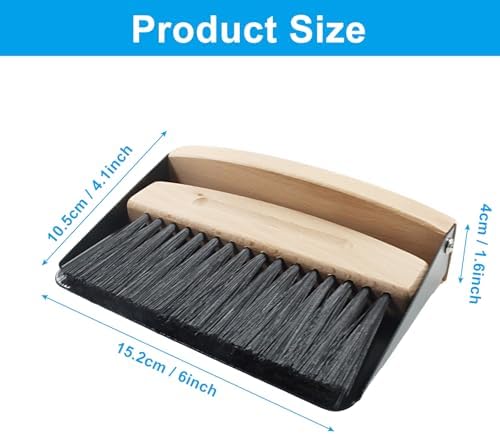 Hordion Small Dust Pan and Brush Set, Mini Hand Whisk Broom & Dustpan Black - Image 2
